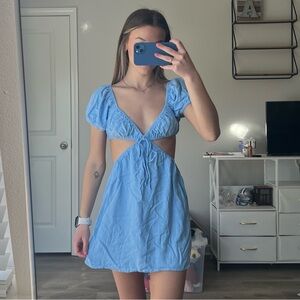 Sky Blue Cut-Out Mini Dress
